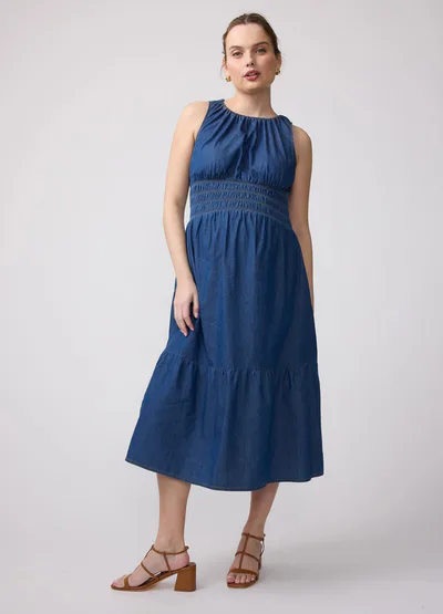 Ingrid & Isabel Mallorca Sleeveless Chambray Maternity Midi Dress