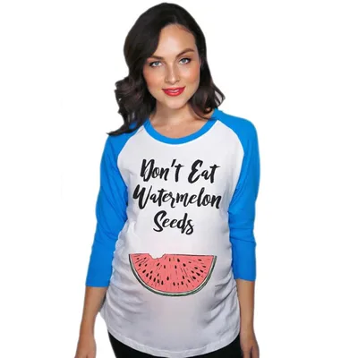 Target Maternity Raglan Don’t Eat Watermelon Seeds Funny Pregnancy Baseball Tee - Crazy Dog Maternity Raglan With Sarcastic Sayings Royal L