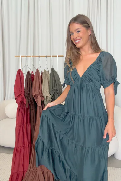 Worth Collective Grayson Maxi Dress in Deep Teal - Bump Friendly & Inclusive Sizing