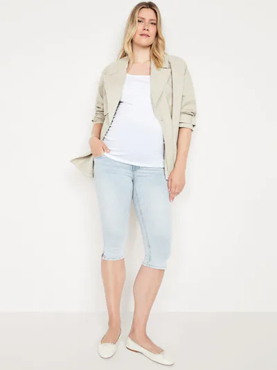 Old Navy Maternity Rollover-Panel Slim Capri Jeans