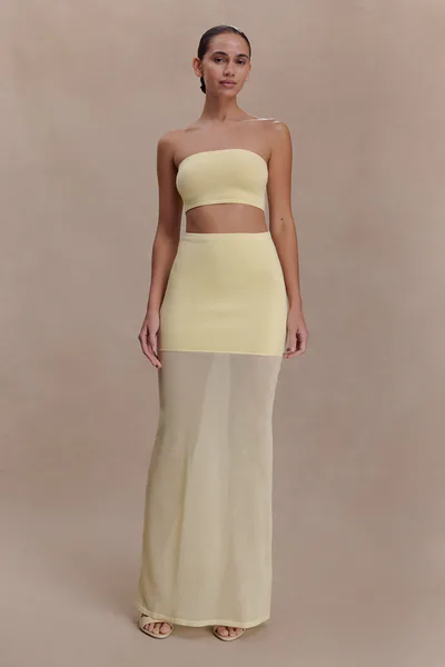 MESHKI Tanyel Sheer And Bandage Knit Maxi Skirt - Lemon