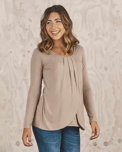 Angel Maternity Petal Front Long Sleeve Nursing Top