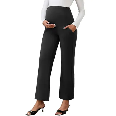 Target INSPIRE CHIC Women's Maternity Stretch High Waisted Wide Leg Pregnant Palazzo Pants Large Black
