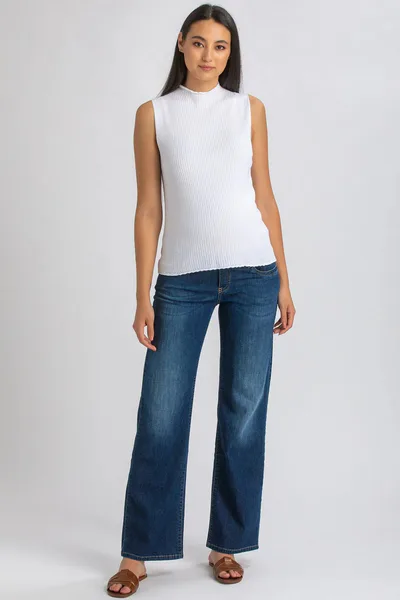 For The Creators Dark Blue Dad Fit Maternity Jeans