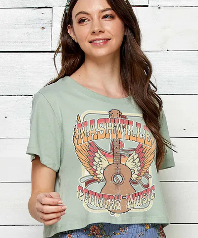 Bump City Cropped Tee: Nashville Music City