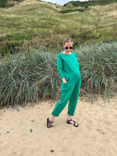 For The Creators Etta Jumpsuit - Maternity + Breastfeeding friendly - Green French Terry