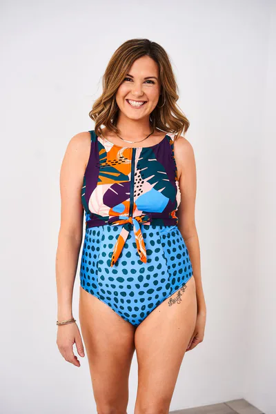 Latched Mama Latched Mama Front Zip Nursing Swim One Piece with Pockets - Final Sale