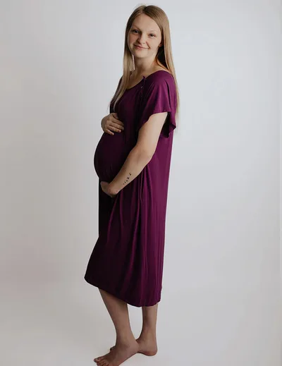 Milk & Baby Plum Labor & Delivery Gown | Epidural & Nursing Friendly