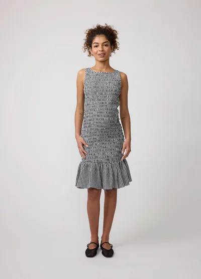 Ingrid & Isabel Smocked Check Seersucker Maternity Mini Dress