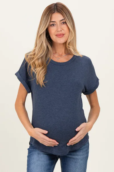 PinkBlush Navy French Terry Maternity Top