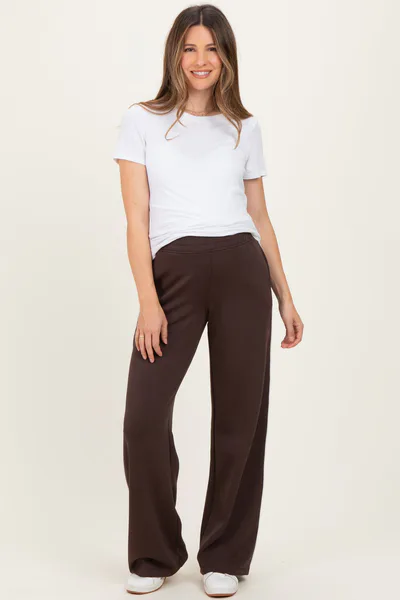 PinkBlush Brown Stripe Detail Maternity Lounge Pants