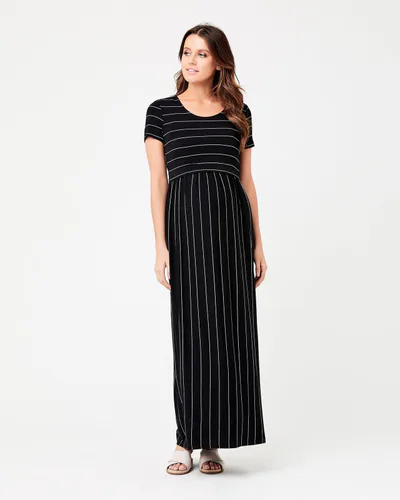 Ripe Maternity Maxi Crop Top Nursing Dress Black / Flint
