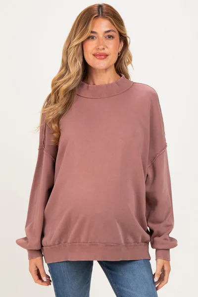PinkBlush Chocolate Oversized High Neck Maternity Sweatshirt