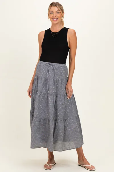 PinkBlush Black Printed Tiered Maternity Maxi Skirt