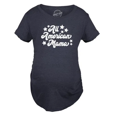 Target Maternity All American Mama T Shirt Cute 4th Of July Pregnancy Tee - Crazy Dog Maternity T Shirt For Fourth Of July Navy XL