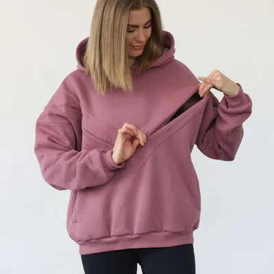 Milk & Baby Isabella Ultra Soft Oversized Nursing & Pregnancy Hoodie  | Mauve Smoke