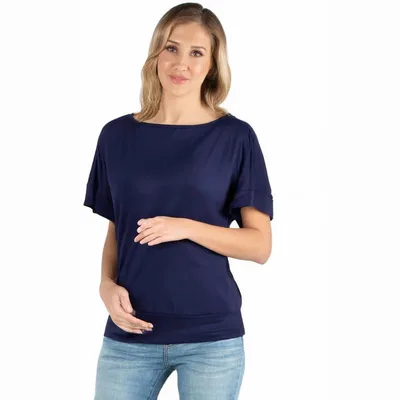 Target 24seven Comfort Apparel Maternity Loose Fit Dolman Top-Navy-3X
