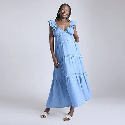 Kohl's Maternity Motherhood® Babydoll Ruffle Maxi Dress