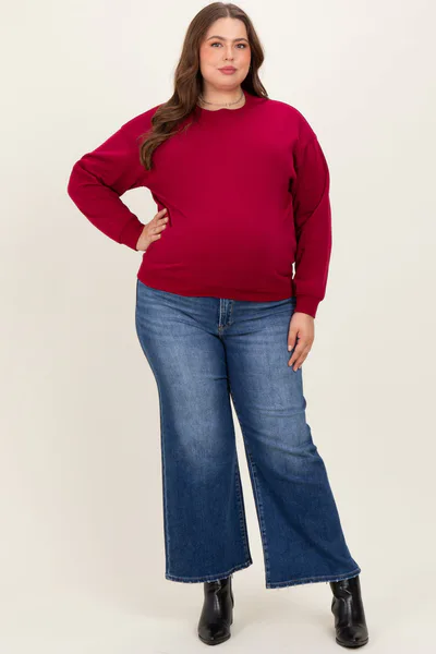 PinkBlush Navy Cropped Wide Leg Maternity Plus Jeans