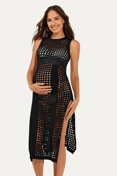 Summer Mae Women's Crochet Sleeveless Maternity Swim Cover Up