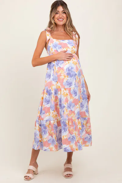 PinkBlush Multi Color Pastel Floral Maternity Dress