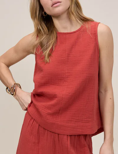 For The Creators Stirling Red Top in Double Gauze