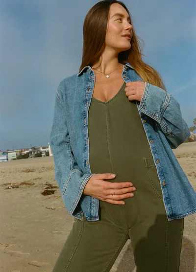 HATCH The Drapey Denim Nora Jumpsuit
