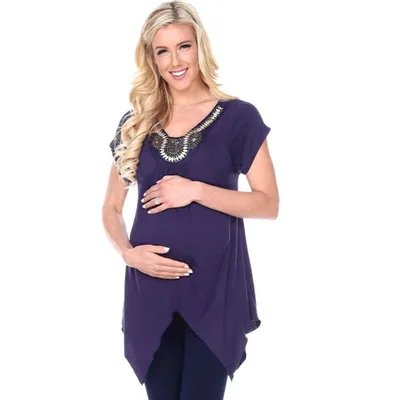Target Maternity Plus Myla Embellished Tunic Top Navy 2X - White Mark
