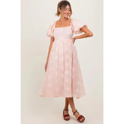 Target PinkBlush Pink Textured Maternity Midi Dress Pink Small
