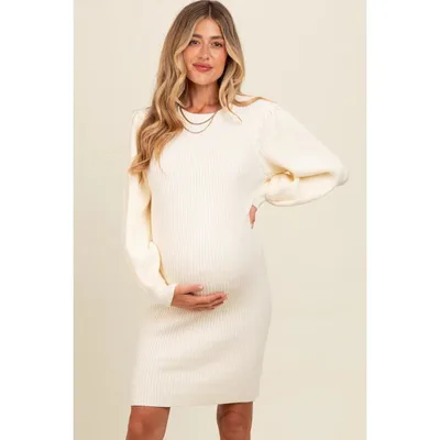 Target Pinkblush Ivory Bubble Sleeve Maternity Sweater Dress Large