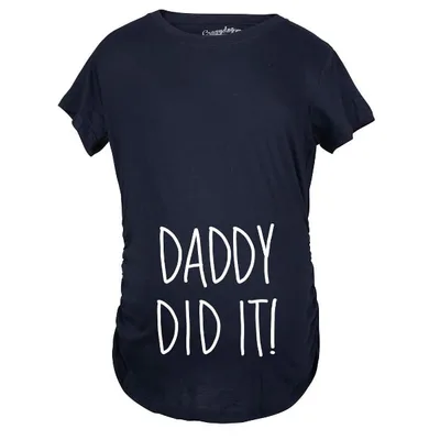 Target Maternity Daddy Did It T shirt Funny Pregnancy Announcement Gender Reveal Tee - Crazy Dog Maternity T Shirt Gift for Dad Navy M