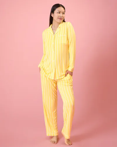 Kindred Bravely Clea Bamboo Long Sleeve Pajama Set | Dandelion Stripe