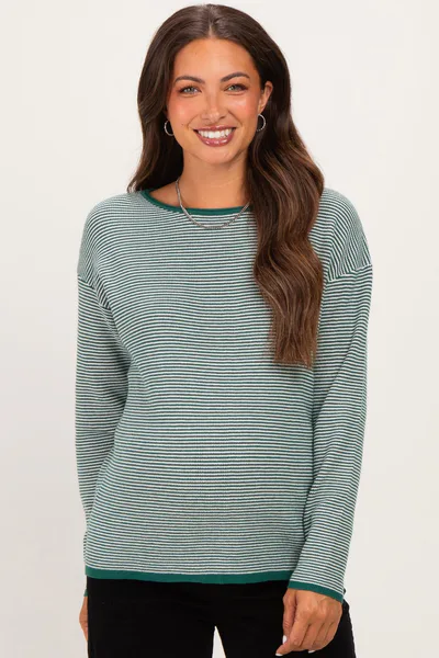PinkBlush Forest Striped Waffle Knit Maternity Sweater