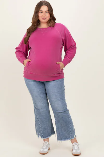 PinkBlush Light Blue Distressed Hem Cropped Straight Leg Maternity Plus Jeans