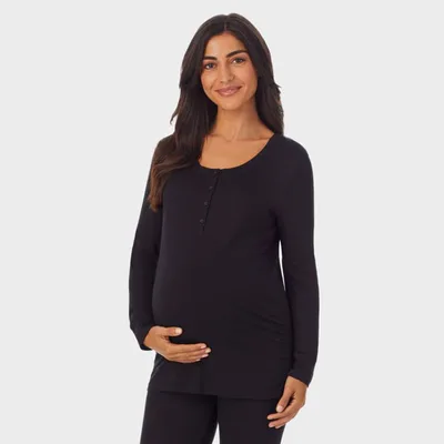 Target Warm Essentials by Cuddl Duds Smooth Stretch Thermal Maternity Henley Top - Black M