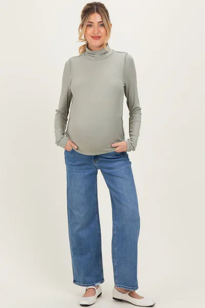 PinkBlush Blue Ankle Wide Leg Maternity Jeans