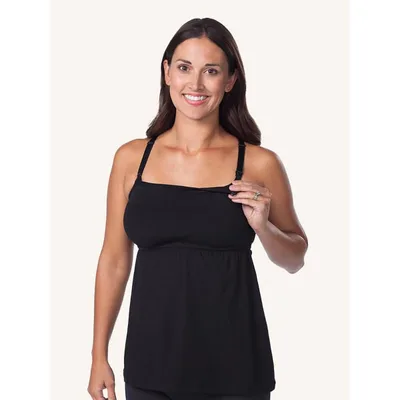 Target Leading Lady Women's Modern Square Neck Maternity to Nursing Tank (4044) Black S