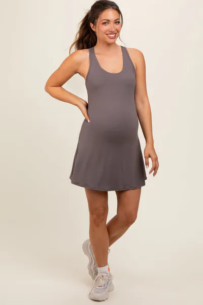 PinkBlush Mocha Tennis Racerback Maternity Romper Dress