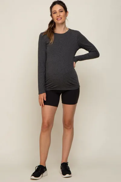 PinkBlush Charcoal Long Sleeve Maternity Top