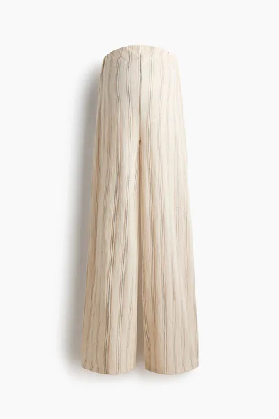 H&M MAMA Textured Cotton Pull-On Pants