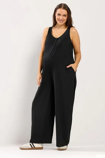 Yours Clothing BUMP IT UP MATERNITY Black Modal Nursing Jumpsuit