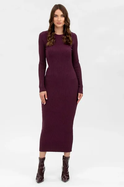 For The Creators Stella Fitted Dress in Bordeaux with Long Sleeves