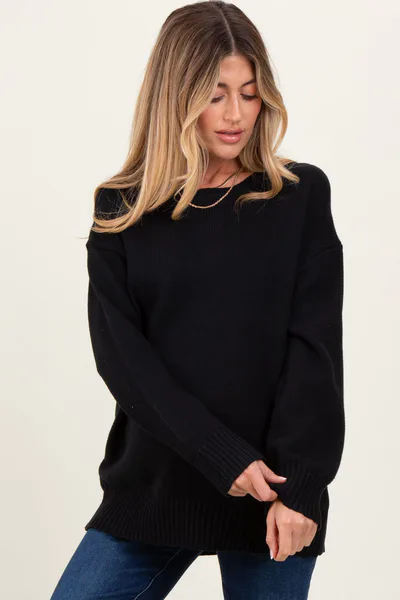 PinkBlush Black Soft Knit Basic Maternity Sweater