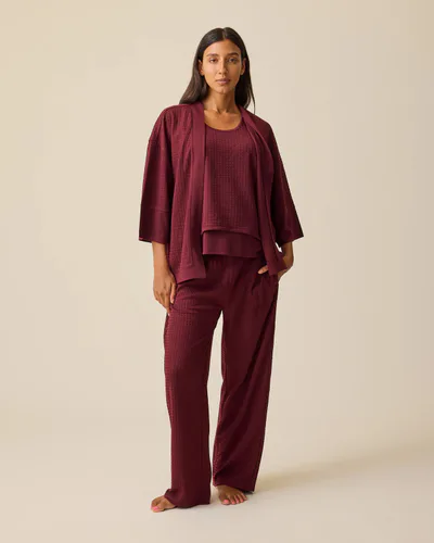 Kindred Bravely Waffle Maternity & Nursing Three-Piece Lounge Set | Garnet