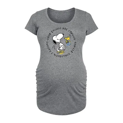 Kohl's Maternity Peanuts Snoopy & Woodstock Good Things Are Coming Graphic Tee