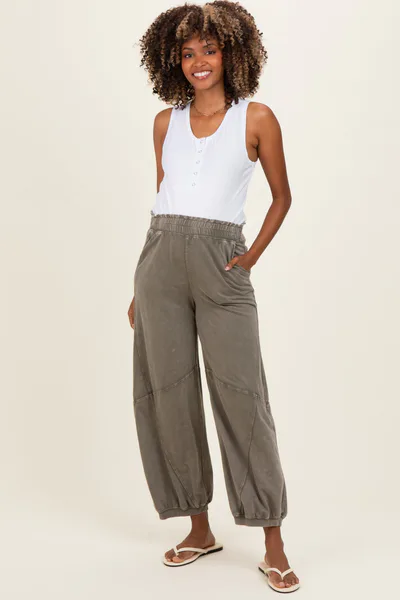 PinkBlush Olive Mineral Wash Terry Maternity Sweatpants