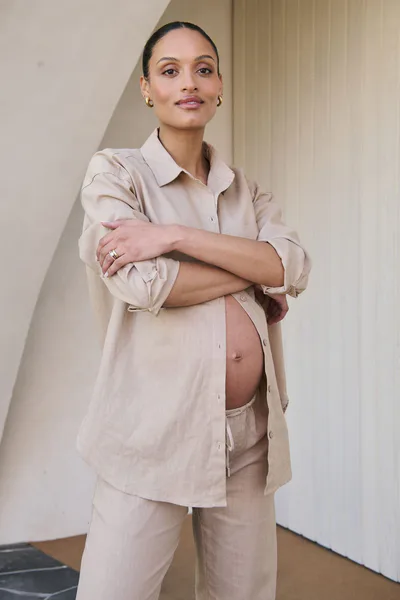Bae the Label Timeless Relaxed Linen Shirt - Biscuit*