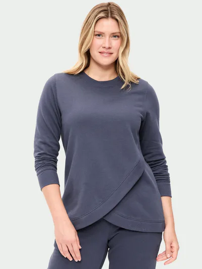 Old Navy Maternity Fleece Crossover Nursing Tunic Hoodie Sweatshirt