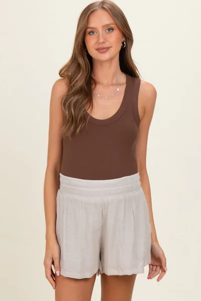 PinkBlush Sand Soft Washed Elastic Waist Maternity Shorts
