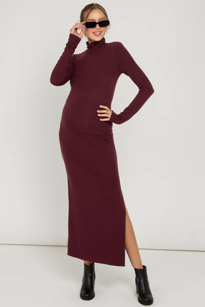 PinkBlush Burgundy Turtleneck Top Maxi Skirt Maternity Set